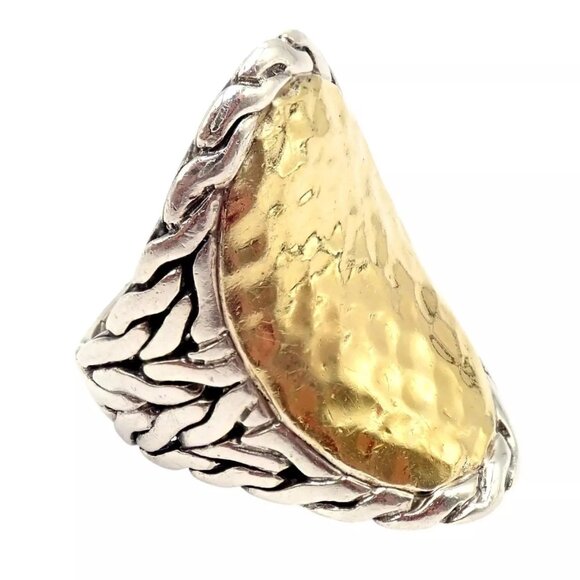 John Hardy Jewelry - John Hardy JH Silver 22k Yellow Gold Classic Palu Saddle Cocktail Ring sz 7